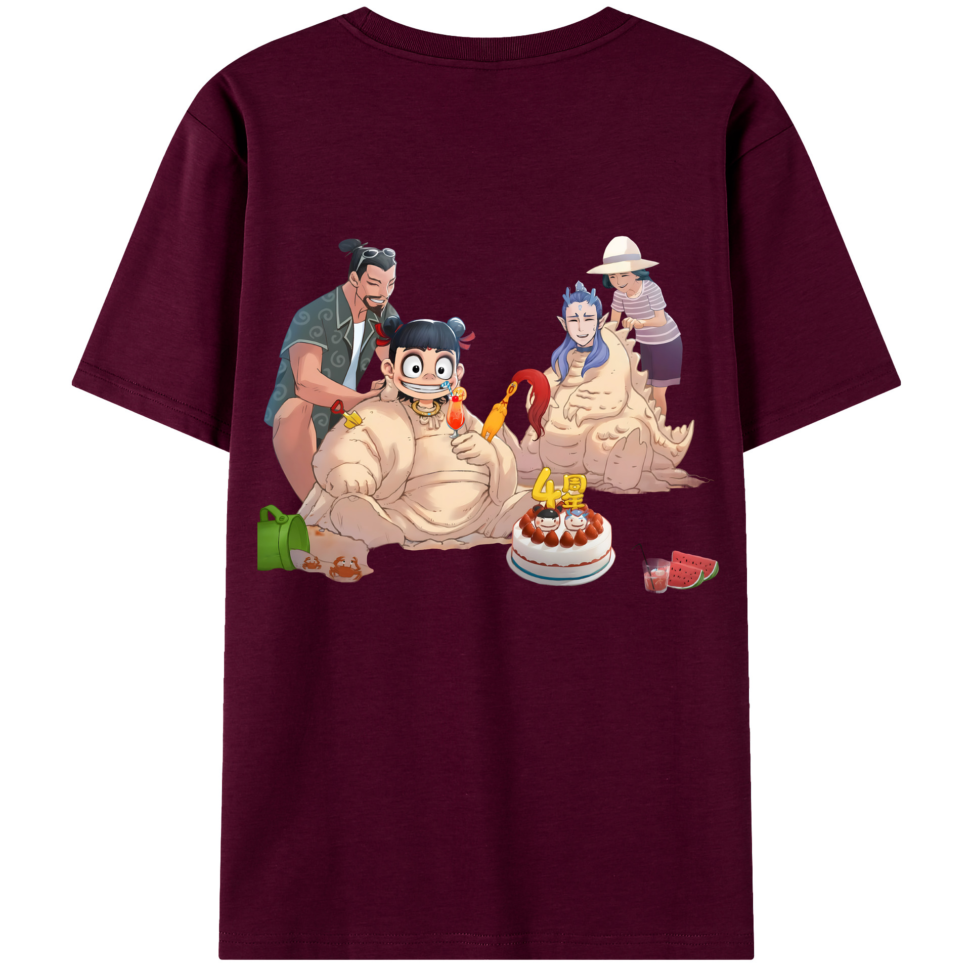 （画像用） Ne Zha 2 ナタ 魔童の大暴れ レディース半袖Tシャツ(バックプリント)